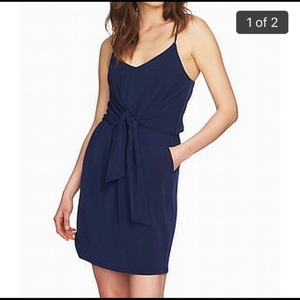 1.state Navy front tie dress